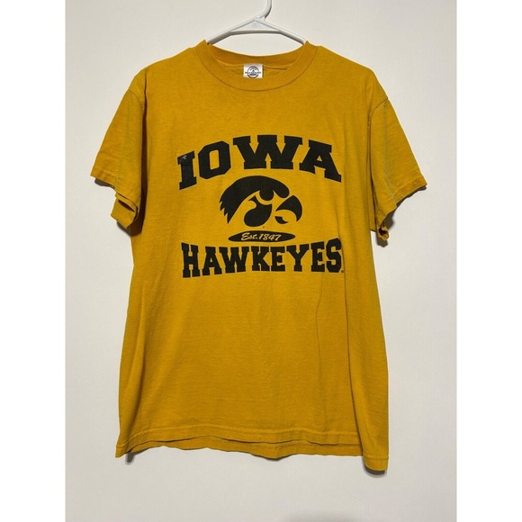 Delta Other - Delta Pro Weight Men Size M Short Sleeve Yellow Iowa Hawkeyes Shirt Piling Hole